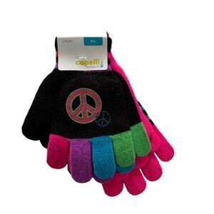 Capelli NewYork Youth M/L Multicolor Striped Glove Bundle (3 Pairs)